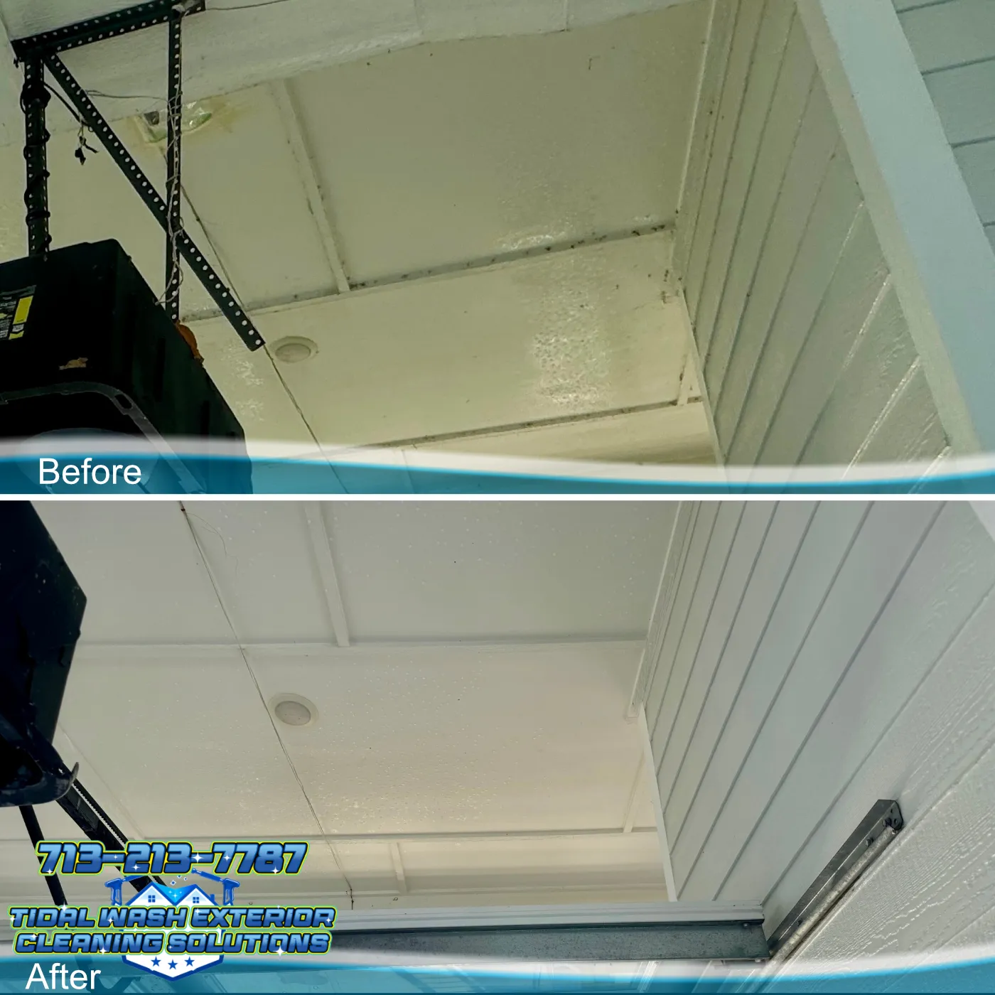 Patio softwash cleaning in Galveston TX restoring Hardie board surfaces to a spotless finish