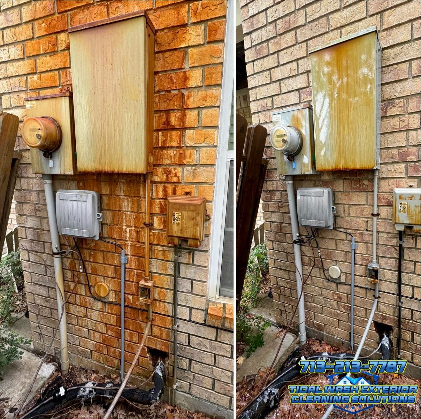 Close-up summary photo of brick rust removal showing cleaned surface after rust treatment in Houston, TX