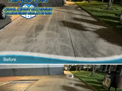 Restored concrete outside Starbucks in Texas, March 2025, after professional cleaning removed grease, stains, and buildup.