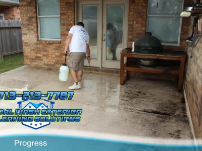 Mildew on Patio – Before Softwash Cleaning in League City