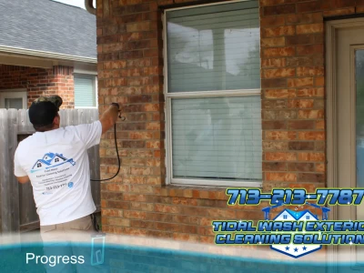 Patio Coated Concrete – Before Soft Wash Cleaning