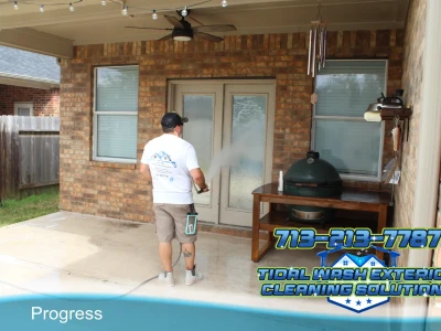 Brick Surface Prep – Before Softwashing in League City