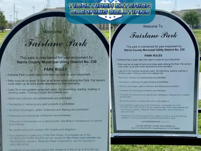 HOA Harris County Park Sign Soft Wash Restoration | Tidal Wash