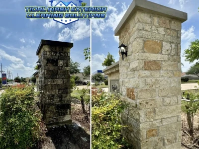 Close-Up of HOA Harris County Sign Restoration | Tidal Wash