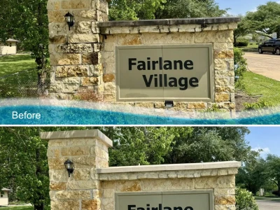 HOA Harris County Subdivision Sign After Soft Wash | Tidal Wash