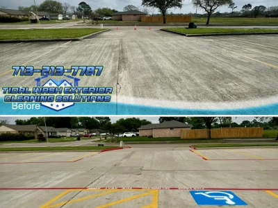 ADA-compliant space striping for accessibility in League City parking lot project.