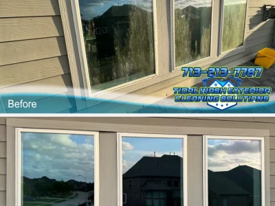 Pure water window cleaning side-by-side results, Pearland TX